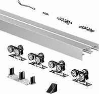 Video thumbnail for Heavy Duty Bypass Sliding Closet Door Track Hardware 72",6FT Aluminium Pocket Door Track Rail Set, Smoothly and Quietly, for 2 Door System