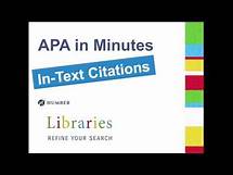 Video thumbnail for APA 6th in Minutes: In-Text Citations