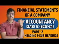 Video thumbnail for Most Important Heading & Sub headings | Financial statements | part 2 | Class 12 Accounts Board 2024