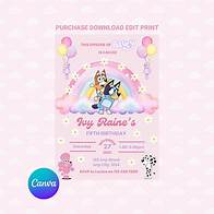 Video thumbnail for Editable Bluey Bingo Birthday Girls Pink Kids Party Blue Dog Invitation EDITABLE Printable Canva Template Instant Download Digital Template - Etsy