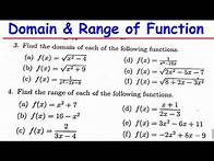 Video thumbnail for How to find the domain and range the function