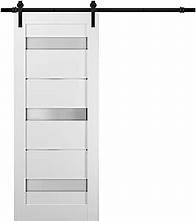 Video thumbnail for SARTODOORS Sliding Barn Door 42 x 80 with Hardware | Quadro 4055 White Silk with Frosted Opaque Glass | Top Mount 8FT Rail Hangers Sturdy Set | Lite Wooden Solid Panel Interior Doors