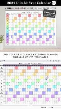 Video thumbnail for Editable 2024 Calendar Printable Year Planner