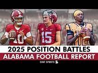 Video thumbnail for Alabama Football Rumors: Position Battle at QB, Tyler Booker Replacements & Safety Competition