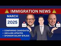 Video thumbnail for Australian Immigration News & Updates March 2025 | Income Threshold | Elections | 190 and 491 Visas