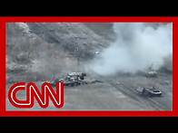 Video thumbnail for Dramatic video appears to show heavy losses among Russian armored formations