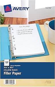 Video thumbnail for Avery Mini Binder Filler Paper for 3 Ring Binders or 7 Ring Binders, College Ruled, 5.5" x 8.5", 100 Sheets (14230)
