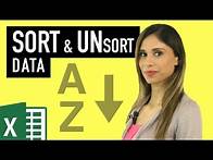 Video thumbnail for Excel Sort Data (by Value, Color, Icon, Own List) & How to Unsort
