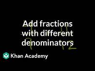 Video thumbnail for How to add fractions that have different denominators | Fractions | Pre-Algebra | Khan Academy