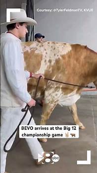 Video thumbnail for BEVO arrives at 2023 Big 12 championship game | Texas Longhorns vs. Oklahoma State Cowboys
