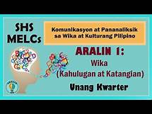 Video thumbnail for Aralin 1: Wika (mga kahulugan at mga katangian) SHS Grade 11 MELCs (Part 1)