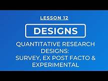 Video thumbnail for LESSON 12 - QUANTITATIVE RESEARCH DESIGNS: SURVEY, EX POST FACTO & EXPERIMENTAL