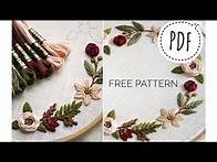 Video thumbnail for Embroidery for beginners. Floral wreath + free pattern #003