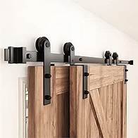 Video thumbnail for ZEKOO 6.6FT Single Track Bypass Sliding Barn Door Hardware Kit for Double Doors, Bypass Barn Door Track Kit, Low Ceiling, Smoothly Quietly, Easy to Install