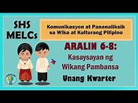 Video thumbnail for Aralin 6-8: Kasaysayan ng Wikang Pambansa SHS Grade 11 MELCs