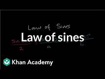 Video thumbnail for Law of sines | Trig identities and examples | Trigonometry | Khan Academy