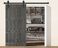 Video thumbnail for 42in X 84in Sliding Barn Door Easy to DIY Assemble Mid-Century Style Knotty Pine Wood Interior Barn Door Slab (Hardware Kit NOT Included)(Carbon Gray)
