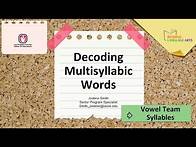 Video thumbnail for Decoding Multisyllabic Words: Vowel Team Syllables