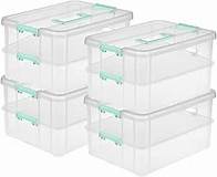 Video thumbnail for Sterilite 4 Pack Stackable Plastic Storage Bins, 2 Layers, Latching Lids, Stack and Carry, Clear