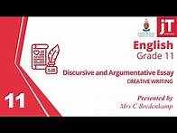 Video thumbnail for Grade 11 - English - Creative Writing - Discursive & Argumentative Essay
