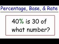 Video thumbnail for Percentage, Base, and Rate Problems