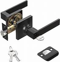 Video thumbnail for Entry Exterior Door Handle with Turn Lock - Black Door Knobs with Secure Key, Heavy Duty Reversible Exterior Door Lever for Front Entrance, Bedroom and Rooms (1Pack, Matte Black)