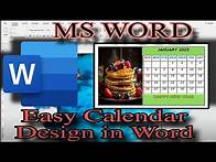 Video thumbnail for How To Create January 2025 Calendar In Ms Word | Calendar