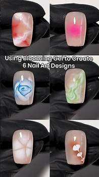Video thumbnail for 🖌️Using Blooming Gel to Create 6 Nail Art Designs💅