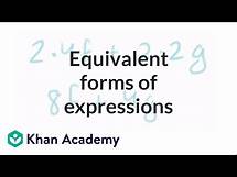 Video thumbnail for Equivalent forms of expressions | Introduction to algebra | Algebra I | Khan Academy
