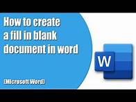 Video thumbnail for How to create a fill in blank document in word (Microsoft Word)