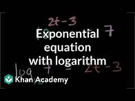 Video thumbnail for Solving exponential equation with logarithm | Logarithms | Algebra II | Khan Academy