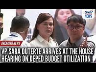 Video thumbnail for VP Sara Duterte arrives at the House hearing on DepEd budget utilization | GMA Integrated News