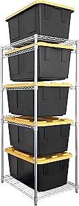 Video thumbnail for SafeRacks 5-Tier Steel Tote Rack - Maximize Space, Declutter, Organization, NSF Certified, Bin Storage for Garage, Pantry, Kitchen, Workspace, 5 Shelves, 31″ x 23″ x 68″ (Silver, 1 Pack)