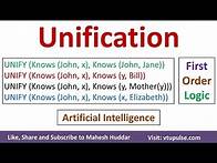 Video thumbnail for 9. Unification in First Order Logic Propositional Logic Artificial Intelligence by Mahesh Huddar