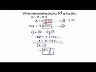 Video thumbnail for IGCSE Maths 0580 Decimals Recurring Decimal to Fraction. GCSE