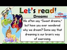 Video thumbnail for READING COMPREHENSION / GRADE 6 / PRACTICE READING / DREAMS