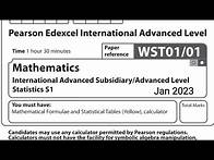 Video thumbnail for IAL S1 January 2023 Question Paper solution Edexcel WST01/01 (Statistics 1 S1)
