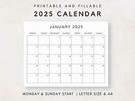 Video thumbnail for 2025 Calendar Printable, Monthly Calendar 2025, Fillable Calendar, 2025 Planner Printable, Minimalist Calendar, Simple Clean Calendar - Etsy Canada