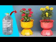 Video thumbnail for DIY Idea, Turning Plastic Bottles Into A Beautiful Flower Pot For A Small Garden