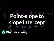 Video thumbnail for Converting from point slope to slope intercept form
