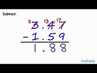Video thumbnail for Subtraction of Decimals (With Regrouping)