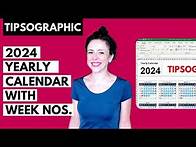Video thumbnail for 2024 Yearly Calendar with Week Numbers for Excel and Google Sheets, Free Download
