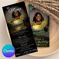 Video thumbnail for Customizable Birthday Menu, Canva Template, Dinner Table Menu, Full Picture Card for Events, Event Menu Template for Birthdays - Etsy