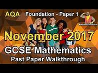 Video thumbnail for GCSE Maths AQA November 2017 Past Paper 1 Foundation Tier Walkthrough (*)