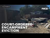 Video thumbnail for Court-ordered eviction Friday at homeless encampment in Central California