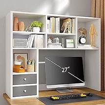 Video thumbnail for REIBII Bookshelf,Adjustable 6-Tier Desktop Organizer,High-Capacity Desk Hutch Organizer with 7 Shelves and 2 Drawers for Computer Desk,Home Office Desktop Shelf Stand, Collage Dorm Desk, White