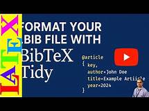 Video thumbnail for Perfectly Format Your bib File with BibTeX Tidy: Align, Clean, Optimize! (LaTeX Tips/Solution-60)
