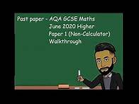 Video thumbnail for AQA GCSE Maths Higher June/November 2020 Paper 1 (Non Calculator) Walkthrough [see description]