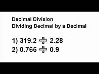 Video thumbnail for How to Divide Decimal Numbers / Dividing Decimal by a Decimal / Decimal Division