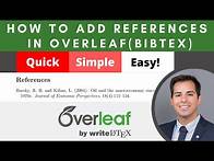 Video thumbnail for How to add Bibliography in Latex with Overleaf (BibTex)
